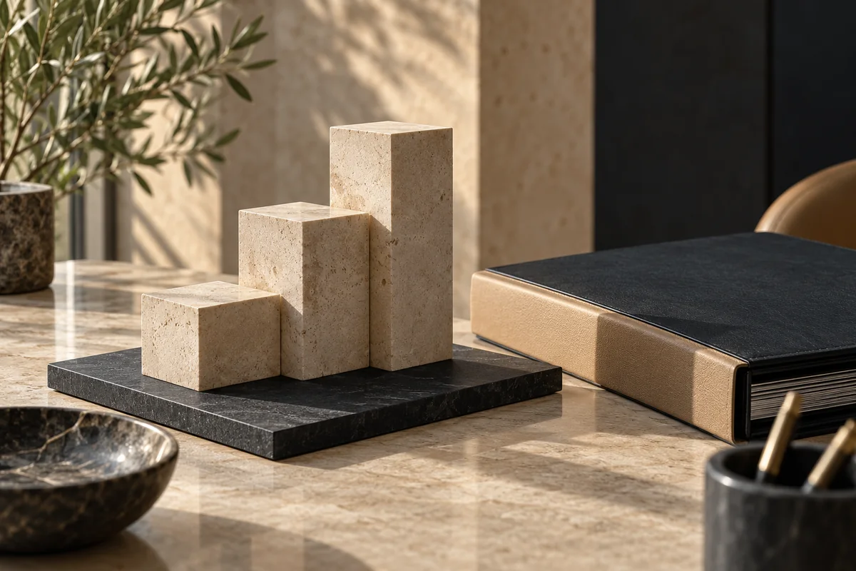 Editorial still life for business & corporate matters in Jazeel’s material palette
